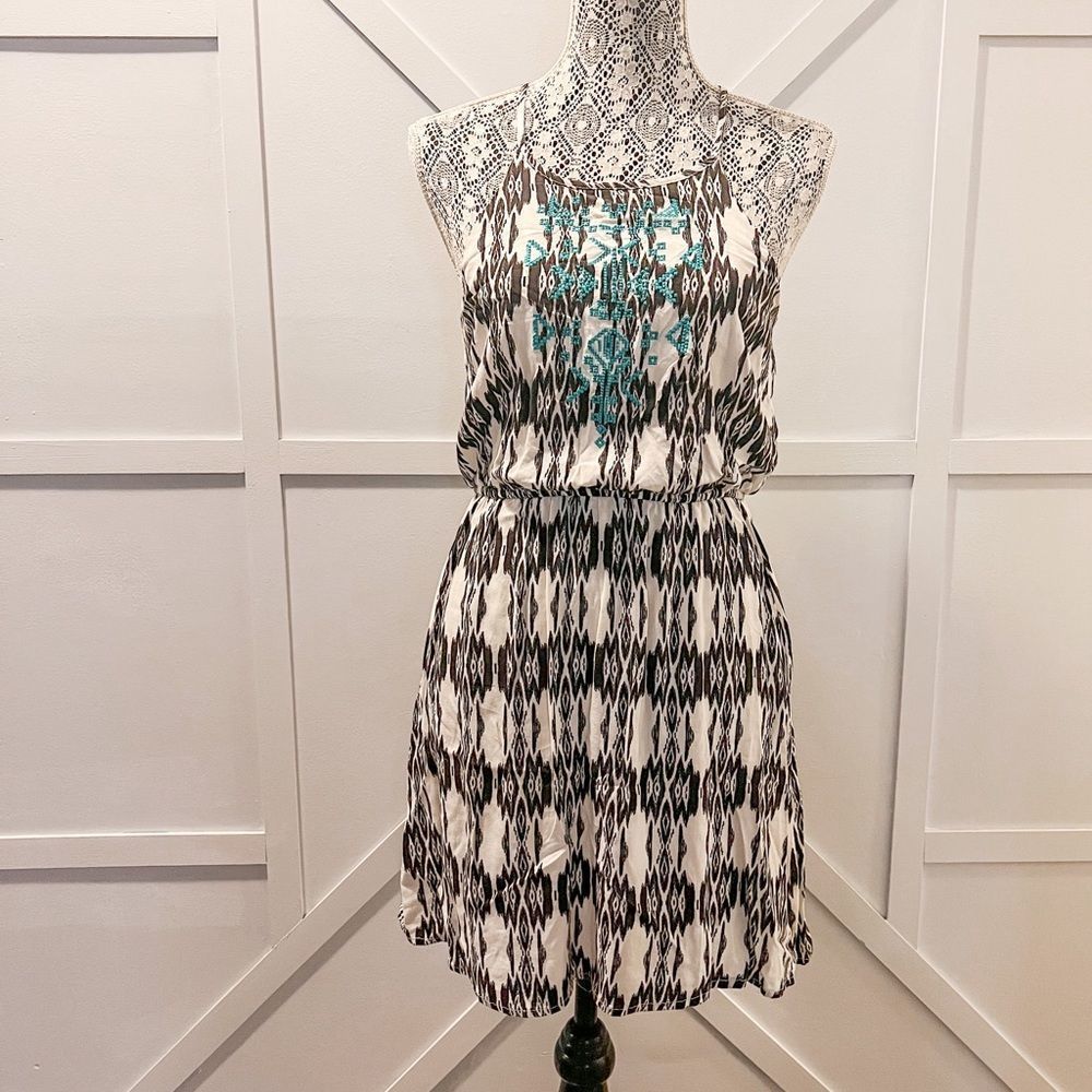 Trixxi Festival Season Dress aztec print Halter , mini - short dress